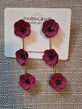 Park Lane Fuchsia Three-Tier Floral Drop Earrings